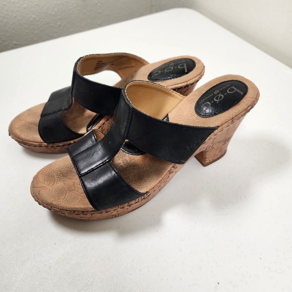 Born BOC womens T-strap criss cross sandals slides shoes black 8/39 - Picture 4 of 6